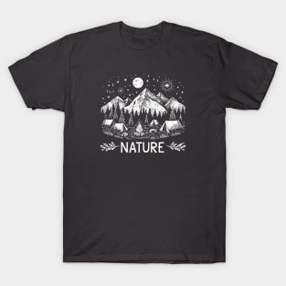 night view in the mountain camping area V3 T-Shirt